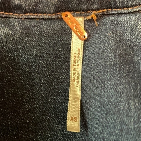 Free People Bo Long Sleeve Denim Mini Dress Button Front Size XS - Picture 15 of 16